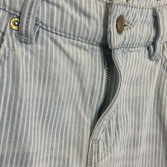 H & M LOGG Womens Size 6 Denim Jeans Blue White Stripe Distressed 100% Cotton - Picture 6 of 15